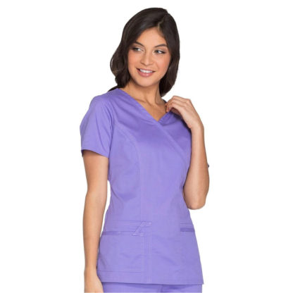 Core Stretch by Cherokee Workwear Women's Mock Wrap Princess Seam Solid Scrub Top - CH4728 - Image 2