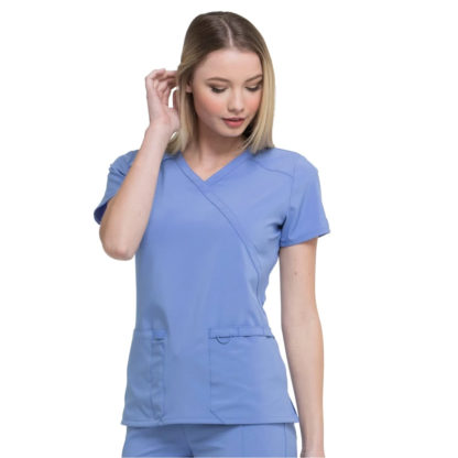 EDS Essentials Women's Mock Wrap Solid Scrub Top - DK625 - Image 2