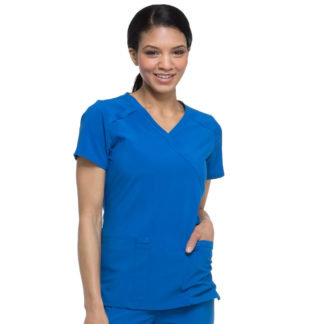 EDS Essentials Women's Mock Wrap Solid Scrub Top - DK625