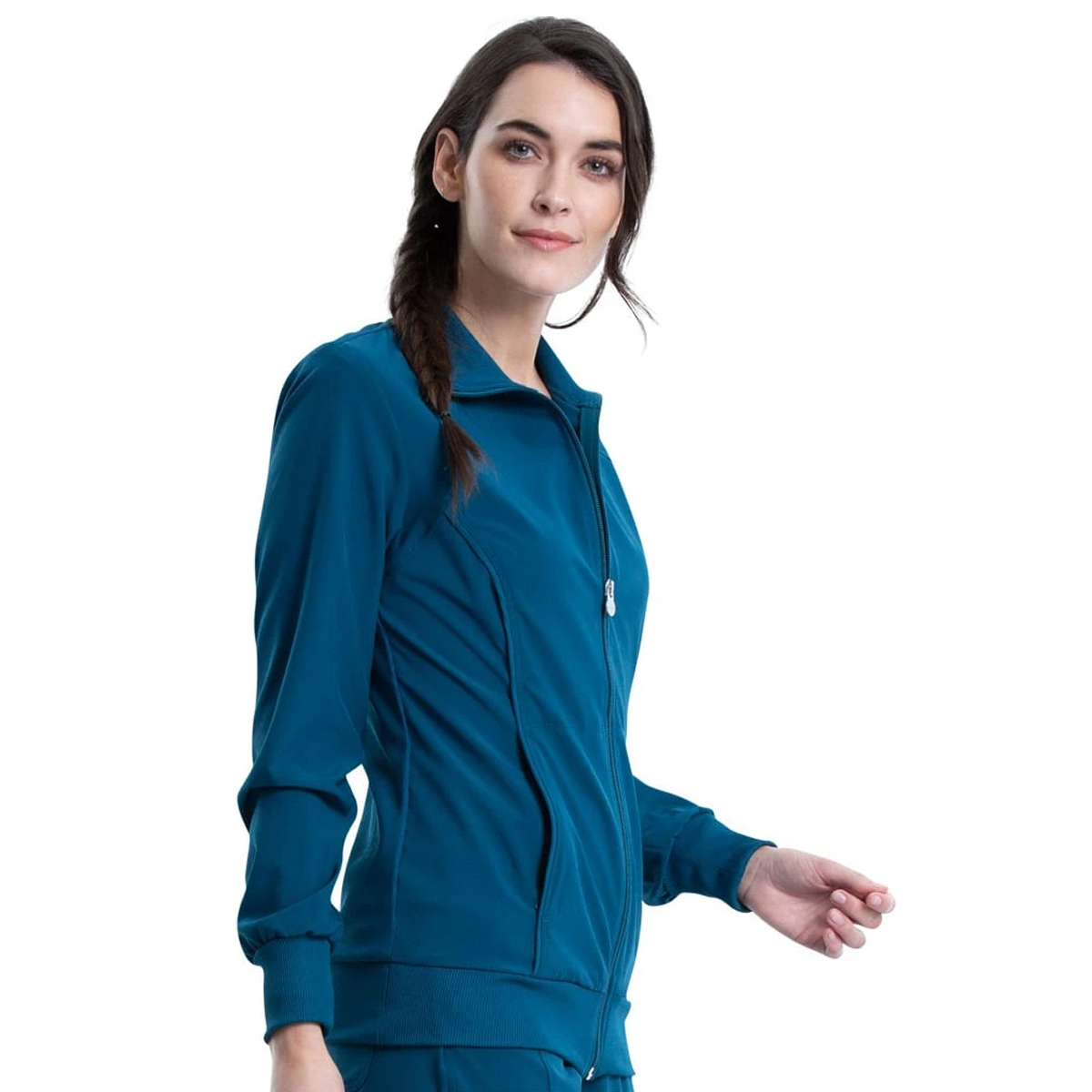 Infinity by Cherokee Women's Zip Front Warm-Up Solid Scrub Jacket - CH2391A  - 2 Hearts Medical